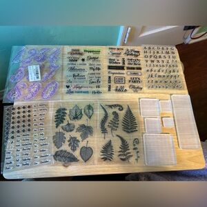 Clear Stamp Set with Alphabet and Nature Design/Acrylic Stamp Block clear